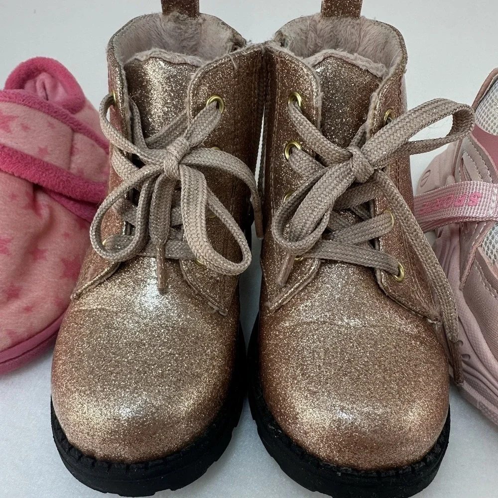Lot 4 Girls Shoes Boots Sneakers Slippers H&M Adidas Pink Sizes 23 25 26 8